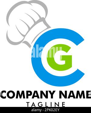 Vektorvorlage für CG-Brief und Chef hat-Logo-Symbol Stock Vektor