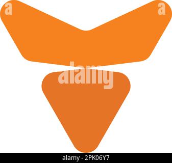 Vektordesign mit orangefarbenem Buchstaben und Logo von Fuchs Stock Vektor