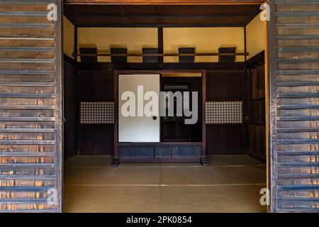 Innenseite des alten Volkshauses, Jidayubori Park, Old Farm House Garden, Kitami, Setagaya Ku, Tokio, Japan, Ostasien, Asien Stockfoto