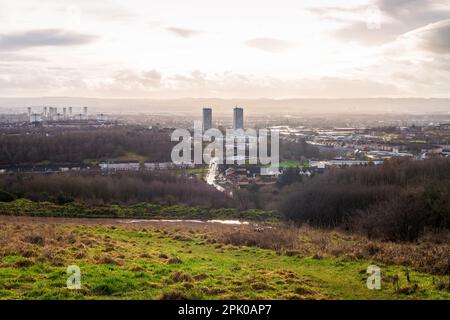 Glasgow Stadtpanorama im Winter Stockfoto