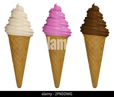 Isolierte Eiscreme realistische Andeutung. 3D Eiskegel-Vektor Stock Vektor