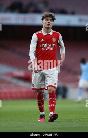 London, Großbritannien. 04. April 2023. Michal Rosiak of Arsenal under 18s während des FA Youth Cup-Spiels zwischen Arsenal U18 und Manchester City U18 am 4. April 2023 im Emirates Stadium, London, England. Foto: Joshua Smith. Nur redaktionelle Verwendung, Lizenz für kommerzielle Verwendung erforderlich. Keine Verwendung bei Wetten, Spielen oder Veröffentlichungen von Clubs/Ligen/Spielern. Kredit: UK Sports Pics Ltd/Alamy Live News Stockfoto