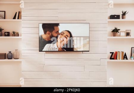 Romantische Filmszene im Zimmer Stockfoto