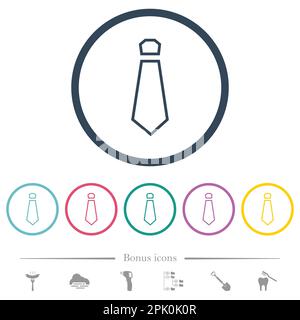 Binden Sie flache Symbole in runden Konturen zusammen. 6 Bonussymbole enthalten. Stock Vektor