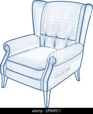 Antiker Sessel Vector. Abbildung Isoliert Auf Weißem Hintergrund. Eine Vektordarstellung des klassischen Lehnstuhlhintergrunds. Stock Vektor