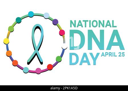 Nationaler DNA-Tag. April 25. Urlaubskonzept. Vorlage für Hintergrund, Banner, Karte, Poster mit Texteindruck. Stock Vektor