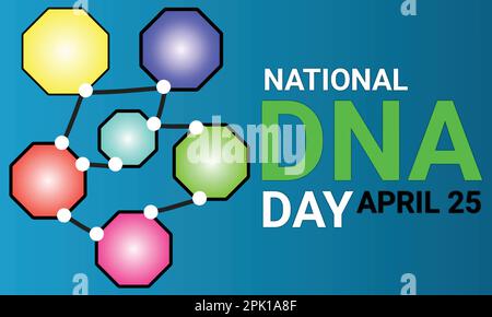 Nationaler DNA-Tag. April 25. Urlaubskonzept. Vorlage für Hintergrund, Banner, Karte, Poster mit Texteindruck. Vektordarstellung Stock Vektor