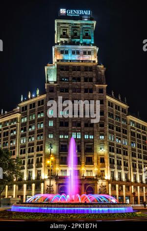 Passeig de Gracia Brunnen in Barcelona. Stockfoto