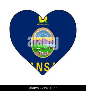 Kansas Herzform Flagge. Ich Liebe Kansas. Reiseziel Kansas. Nordamerika. Amerika. Grafische Konstruktion Von Vektordarstellungen. Stock Vektor