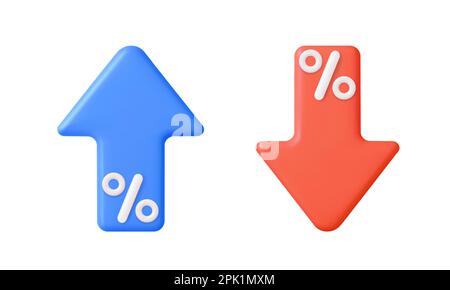 3D Pfeil nach oben mit Prozentsymbol Einkommen Stock Vektor