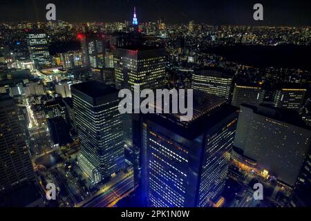 Tokio, Japan - 7. März 2023: Blick auf die Stadt Tokio vom Tokyo Metropolitan Government Building in Tokio, Japan. Stockfoto