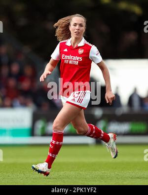 Arsenals Lia Walti in Aktion während des Barclays Women's Super League-Spiels im LV Bet Stadium Meadow Park, Borehamwood. Foto: Sonntag, 2. April 2023. Stockfoto