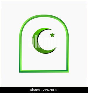 Vektorvorlage für die Rahmenform des islamischen Ornaments. Islamisches Bagde-Emblem. Abstraktes arabisches Element. Stock Vektor