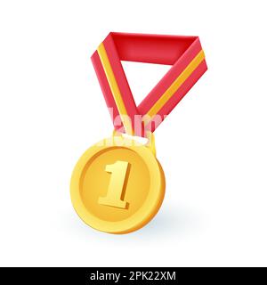 Goldmedaille mit Legende Nummer 3D Stock Vektor