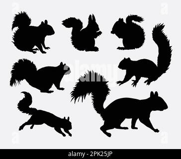 Eichhörnchen-Tiersilhouetten Stock Vektor