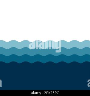 Meereswellen-Vektordarstellung flacher Stil. Wellen auf dem Wasser Stock Vektor