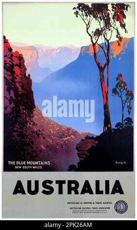 Die Blue Mountains, New South Wales. Australien von James Northfield (1887-1973). Poster veröffentlicht 1936. Stockfoto