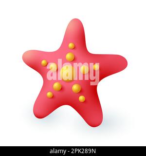 3D roter Sternfisch im Cartoon-Stil mit gelben Punkten Stock Vektor