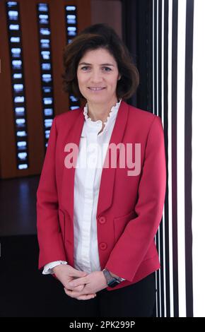 Paris, Frankreich. 05. April 2023. CEO von Orange Christel Heydemann über BFM Business in Paris, Frankreich, am 5. April 2023 Foto von Alain Apaydin/ABACAPRESS.COM Kredit: Abaca Press/Alamy Live News Stockfoto