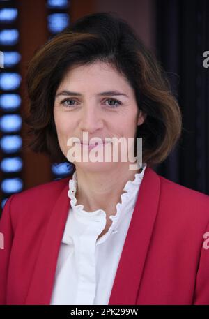 Paris, Frankreich. 05. April 2023. CEO von Orange Christel Heydemann über BFM Business in Paris, Frankreich, am 5. April 2023 Foto von Alain Apaydin/ABACAPRESS.COM Kredit: Abaca Press/Alamy Live News Stockfoto
