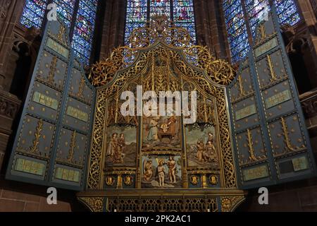 Scotts Lady Chapel, Altar, anglikanische Kathedrale Liverpool, St. James' Mount, Liverpool, Merseyside, England, Großbritannien, L1 7AZ Stockfoto