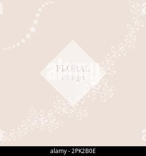 Eleganter Rahmen, Hintergrund, Blumenkranz, handgezeichnetes Monogramm mit handgezeichneten Wildkräutern und Blumen. Einzigartige botanische Illustrationen für Einladungen Stock Vektor