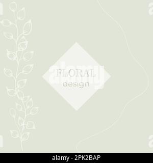 Eleganter Rahmen, Hintergrund, Blumenkranz, handgezeichnetes Monogramm mit handgezeichneten Wildkräutern und Blumen. Einzigartige botanische Illustrationen für Einladungen Stock Vektor