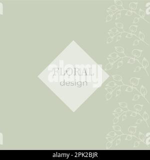 Eleganter Rahmen, Hintergrund, Blumenkranz, handgezeichnetes Monogramm mit handgezeichneten Wildkräutern und Blumen. Einzigartige botanische Illustrationen für Einladungen Stock Vektor