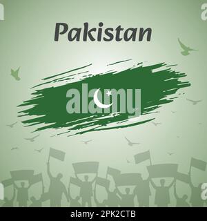 Design Der Pakistanischen Nationalfeier. Perfekt für den Unabhängigkeitstag, Pakistan Day. Vektordarstellung für Post, Banner, Karte, Poster in sozialen Medien. Stock Vektor