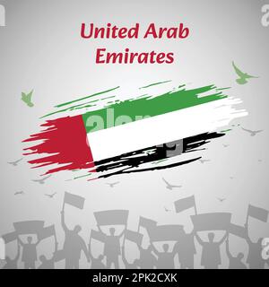 Design der Feierlichkeiten zum Nationalfeiertag der VAE. Perfekt für Nationalfeiertag, Flaggentag. Vektorabbildung für Post in sozialen Medien, Banner, Grußkarten, Poster. Stock Vektor