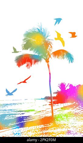 Abstrakte Regenbogenpalme. Vektordarstellung Stock Vektor