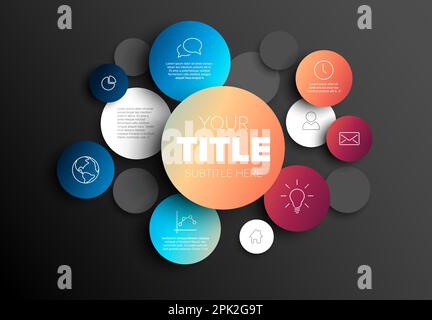 Vektor abstrakte blaue orangefarbene Kreise Illustration / Infografik Vorlage mit Platzierung für Ihre Inhalte auf weißem Hintergrund Mehrzweck Infografik Templ Stock Vektor