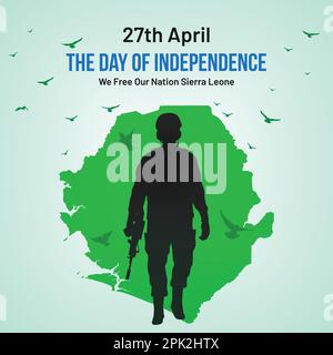 Sierra Leone Unabhängigkeitstag – Post In Sozialen Medien, Grußkarte, Vektorabbildung. 27. April Design für den Sierra-leonischen Nationalfeiertag. Stock Vektor
