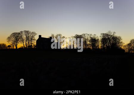 Sonnenuntergang bei Ross Sands (Northumberland) Stockfoto