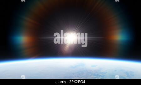 Sonnenaufgang von der Erde Stockfoto