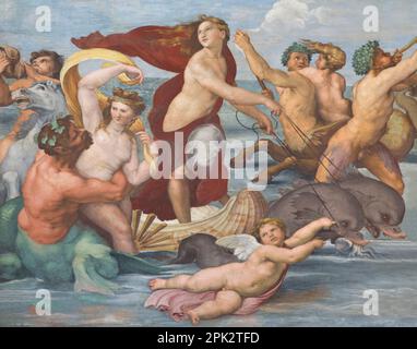 Triumph der Galatea, Raffael, 1512, Villa Farnesina, Rom, Italien, Europa Stockfoto