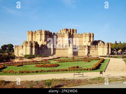 Mittelalterliche Burg. Coca, Provinz Segovia, Castilla Leon, Spanien. Stockfoto