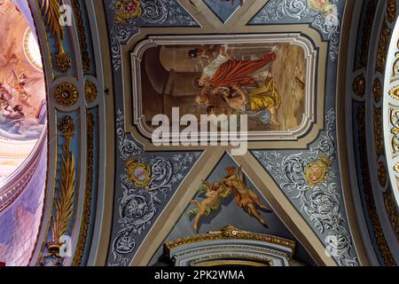 Birgu, Malta. 27. März 2023. Die Collegiatskirche Saint Lawrence wurde zwischen 1681 und 1697 von Lorenzo Gafa in Birgu, Vittoriosa, Malta, wiederaufgebaut. Stockfoto