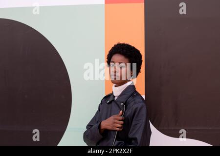 Afrikanisches Mädchen afro har Stockfoto