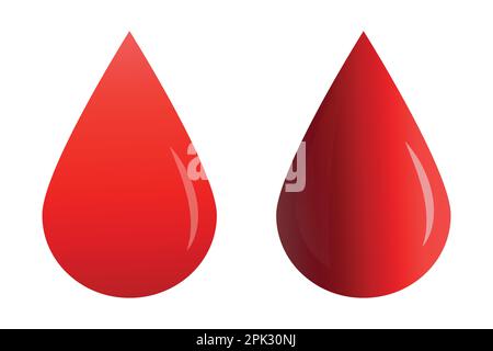 Roter Bluttropfenvektor auf weißem Hintergrund isoliert. Stock Vektor
