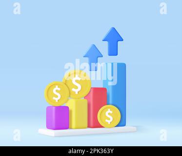 3D Strategiekonzept für Balkendiagramme für Unternehmen. Stock Vektor