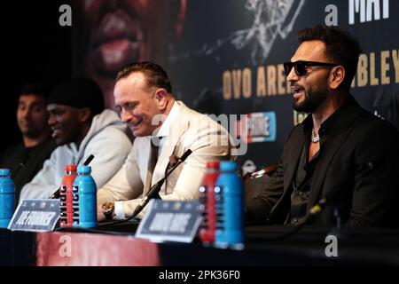 Joe Fournier während einer Pressekonferenz in der Glaziers Hall, London. KSI und Joe Fournier werden am 13. Mai in der OVO Arena Wembley auf Zehenspitzen gehen. Bilddatum: Mittwoch, 5. April 2023. Stockfoto