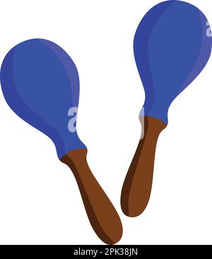 Blue Maracas Musikinstrumentvektor Stock Vektor