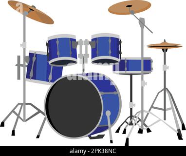 Blaues Trommelset Musikinstrument Stock Vektor
