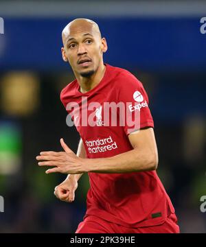 London, Großbritannien. 04. April 2023. Chelsea gegen Liverpool - Premier League - Stamford Bridge Fabinho in Liverpool während des Premier League-Spiels auf der Stamford Bridge, London. Bildkredit: Mark Pain/Alamy Live News Stockfoto