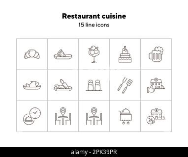 Restaurant Cuisine Line Icon Set Stock Vektor