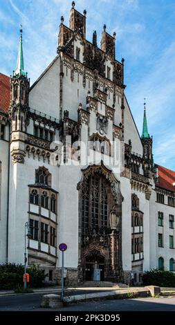 Amtsgericht Wedding, Bezirksgericht, Baustelle, Brunnenplatz 1, Gesundbrunnen, Mitte, Berlin. Gebäude im neogotischen Stil Stockfoto