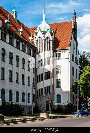 Amtsgericht Wedding, Bezirksgericht, Baustelle, Brunnenplatz 1, Gesundbrunnen, Mitte, Berlin. Gebäude im neogotischen Stil Stockfoto