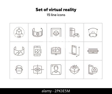Satz von Virtual-Reality-Symbolen Stock Vektor