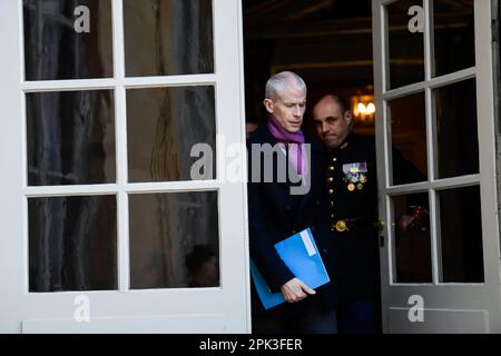 Paris, Frankreich. 04. April 2023. Minister Franck Riester im Hotel Matignon, am 4. April 2023 in Paris, Frankreich. Kredit: Victor Joly/Alamy Live News Stockfoto